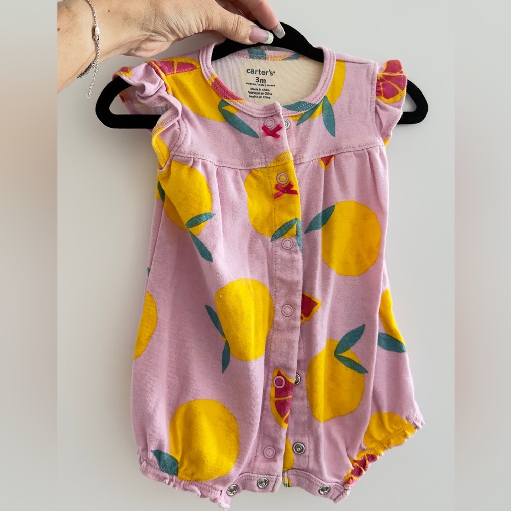 Carter's Pink and Yellow Lemon Print Baby Top